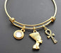 Nefertiti and Ankh Bangle Bracelet in Gold Plated Pewter