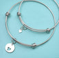 Mother and Daughter Heart Cutout Bangle Bracelet Set in Sterling Silver and Stainless Steel