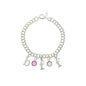 Personalized Birthstone BFF Galentine's Day Charm Bracelet in Sterling Silver