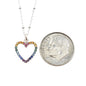 Same Sex Rainbow Pave Heart Necklace for Wife in Sterling Silver. Valentine's Day Gift