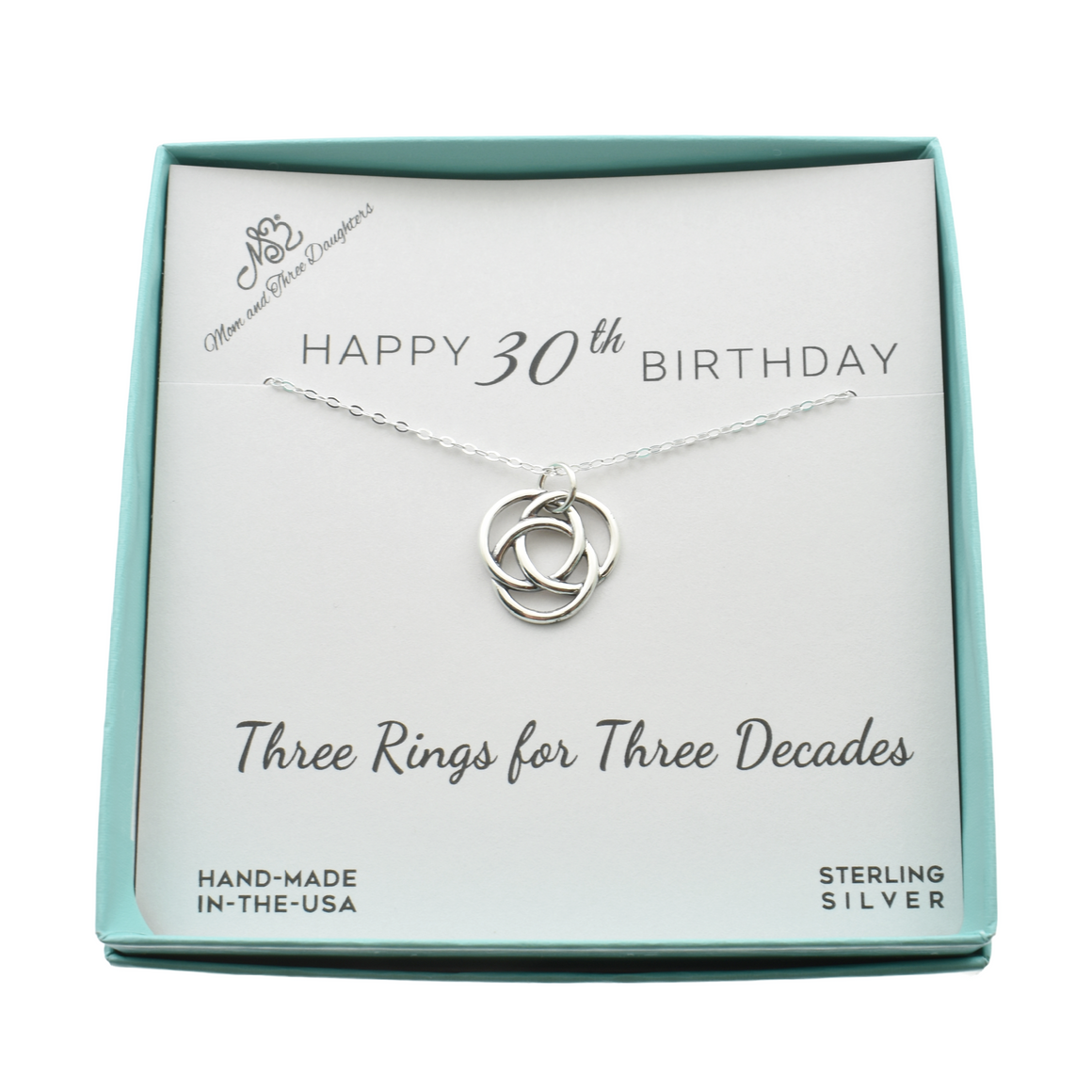 30th Birthday Necklace in Sterling Silver