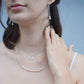 16th Birthday Crystal Pearl Bar Necklace in Sterling Silver