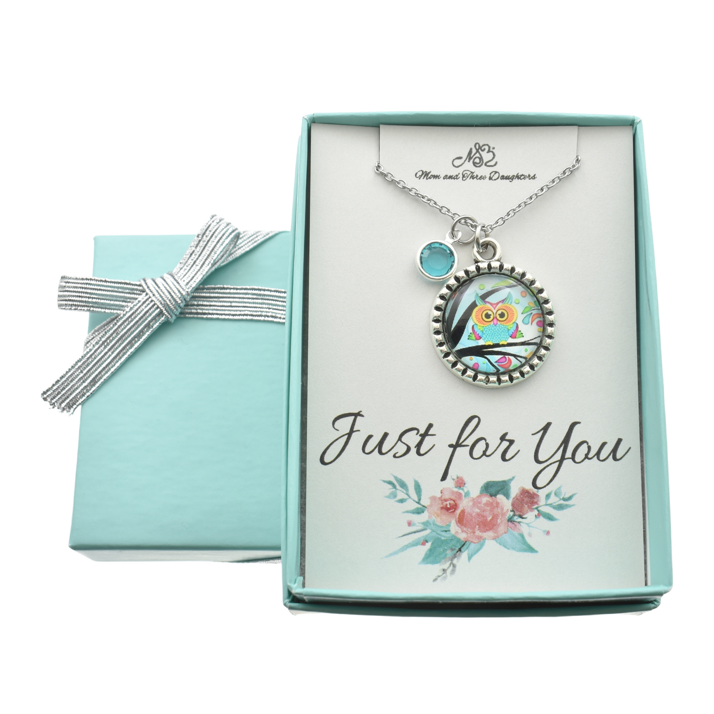 Personalized Little Girl's Owl Cabochon Necklace in Stainless Steel