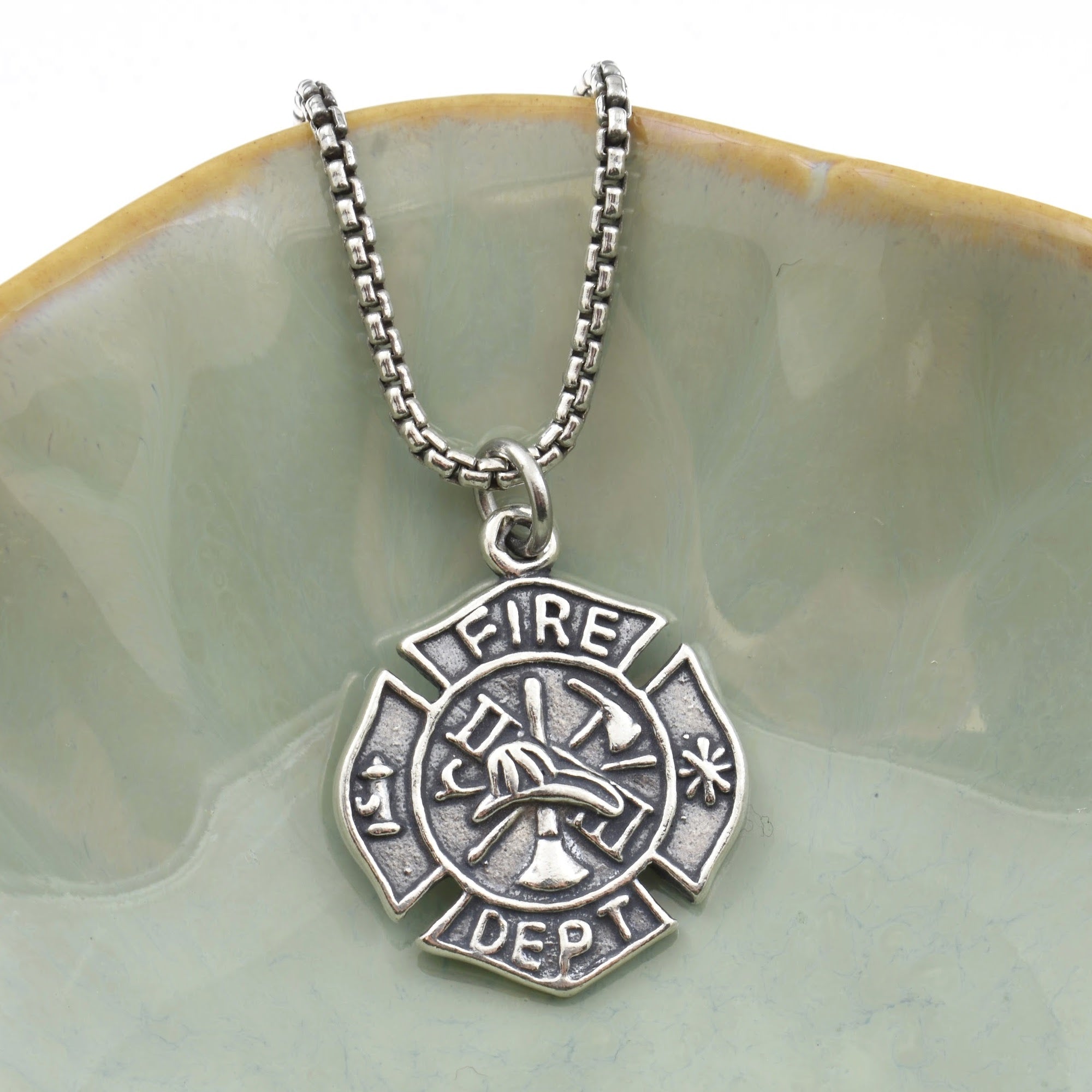 Firefighter Maltese Cross Necklace in Sterling Silver - Mom and Three  Daughters