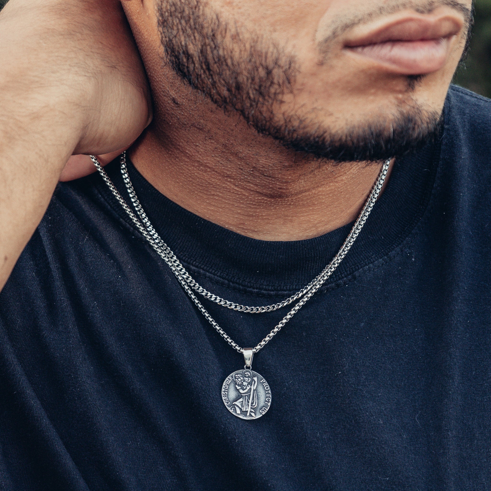 Rajputana St Saint Michael Christopher Necklace Pendant Medal for Men Women  with Stainless Steel Chain 24 Inches, Stainless Steel price in UAE | Amazon  UAE | kanbkam