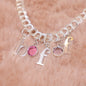 Personalized Birthstone BFF Galentine's Day Charm Bracelet in Sterling Silver