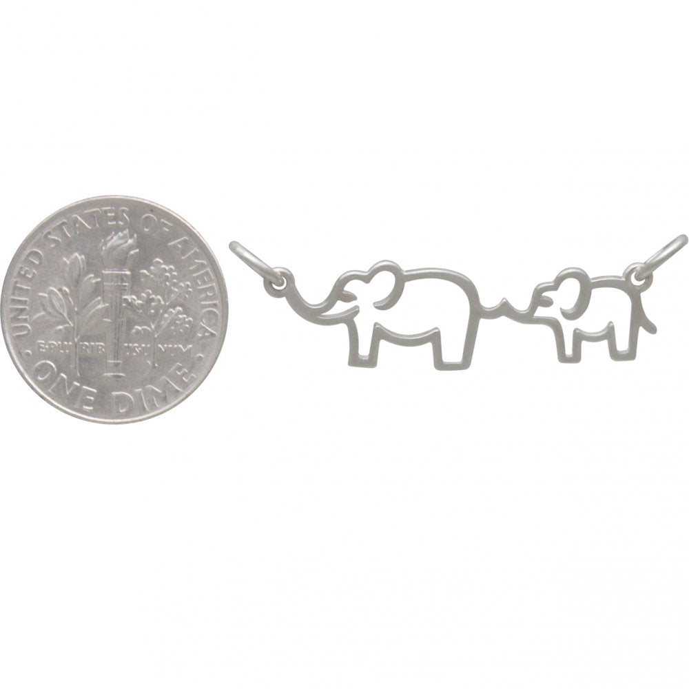 Mom and Baby Elephant Necklace in Sterling Silver