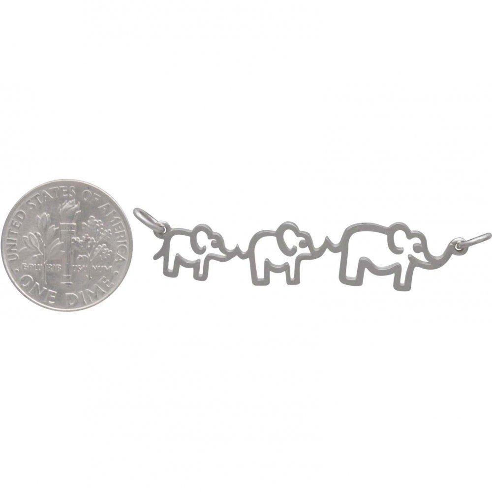 Mom and Two Baby Elephants Necklace in Sterling Silver